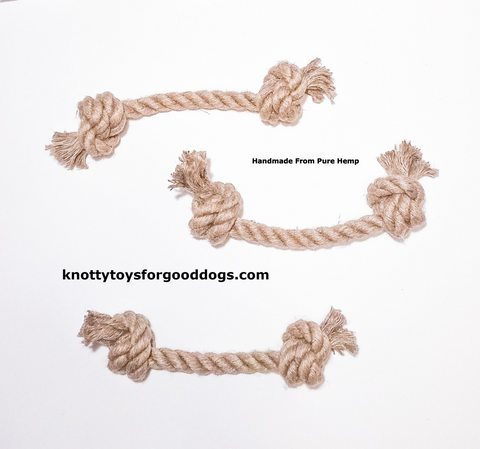 Image of 3 Knotty Toys for Good Dogs Big Gnaw handcrafted natural organic hemp rope dog toy.