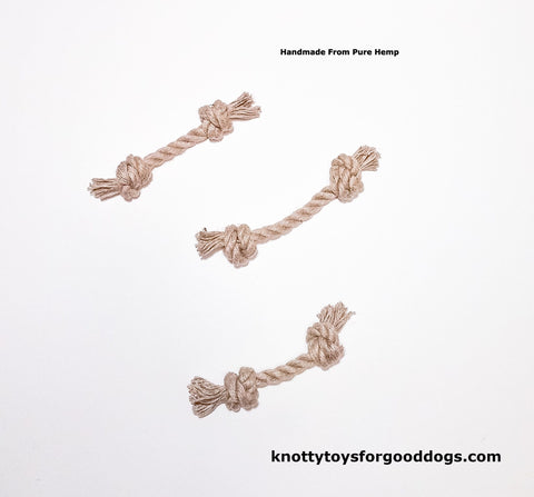 Image of 3 Knotty Toys for Good Dogs L'il Gnaw handcrafted natural organic hemp rope dog toy.