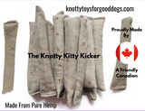 Knotty Kitty Kicker natural hemp cat toy with organic catnip handmade in Ontario, Canada.