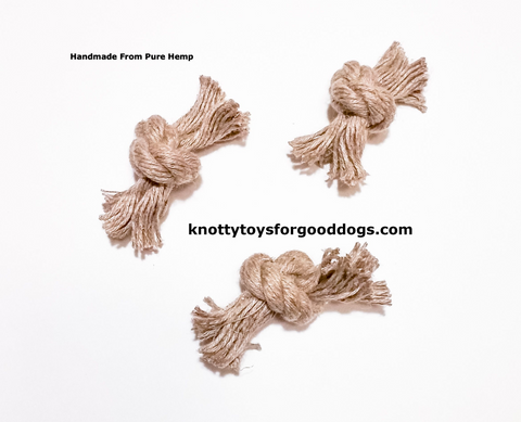 Image of Knotty Toys for Good Dogs Knotty Bon Bons handcrafted natural organic hemp rope cat toys.
