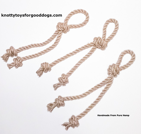 Image of 3 Knotty Toys for Good Dogs Knotty Chaw Chaw handcrafted natural organic hemp rope dog toy.