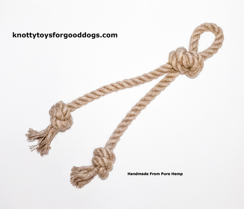 Image of Knotty Toys for Good Dogs Mighty Chaw Chaw handcrafted natural organic hemp rope dog toy.
